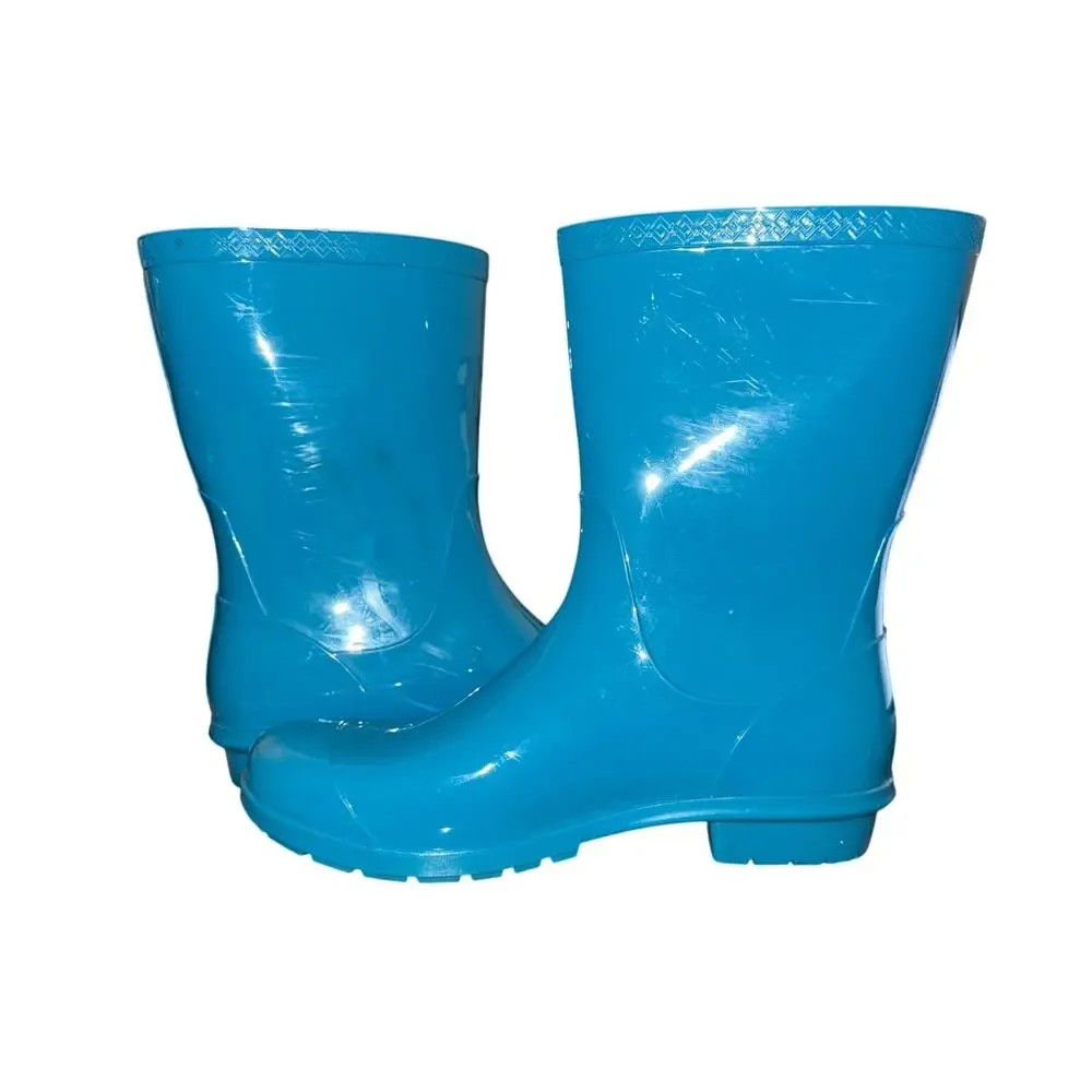 Ugg Australia Sienna Rain Boots Women’s Size 11 Blue Rubber Shearling Insole